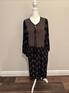 Knox Rose Black Dress with Brown Print